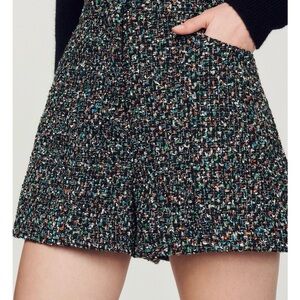 Sandro High wasted Tweed shorts black multicolor size Med (42) new with tags